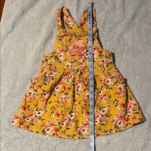 Floral Corduroy Dress with Rose Accent